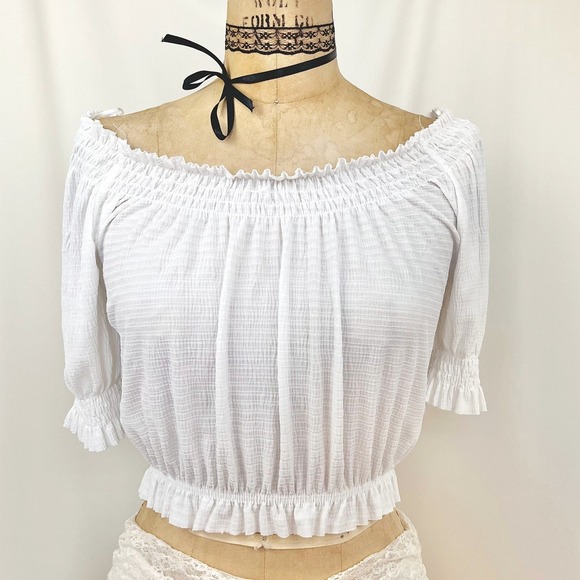 Ethereal Zara Peasant Top Off Shoulder Cottegecore Dainty Angelic Fairy Size S - Picture 4 of 12
